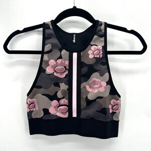 Ultracor‎ Altitude Sports Bra Crop Top Womens M Grey Camo Pink Floral Preppy Gym